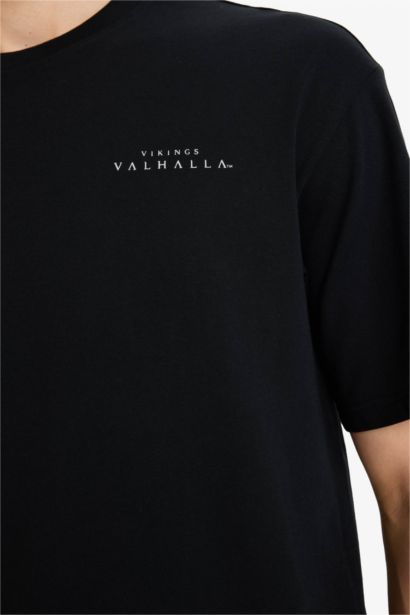 Boxy Fit Vikings Valhalla Crew Neck Short Sleeve T-Shirt