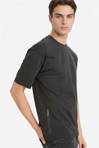 Boxy Fit Printed Crew Neck Short Sleeve T-Shirt