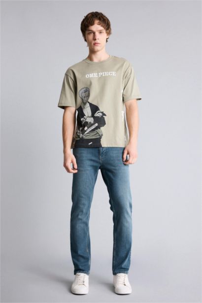 تيشيرت نص ردن اوفر سايز بياخة مستديرة من ون بيس