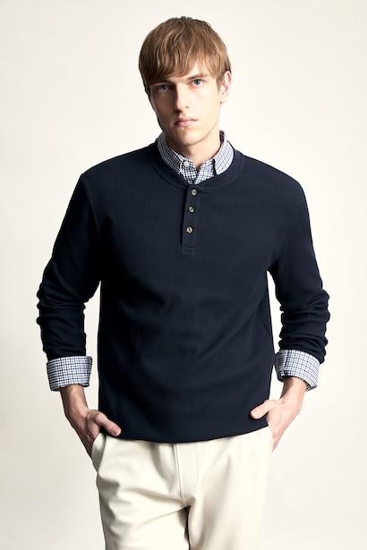 Cotton Slim Fit Waffle Knit T-Shirt