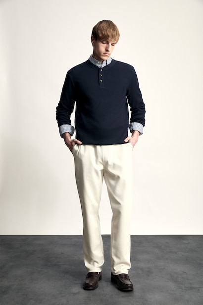 Cotton Slim Fit Waffle Knit T-Shirt