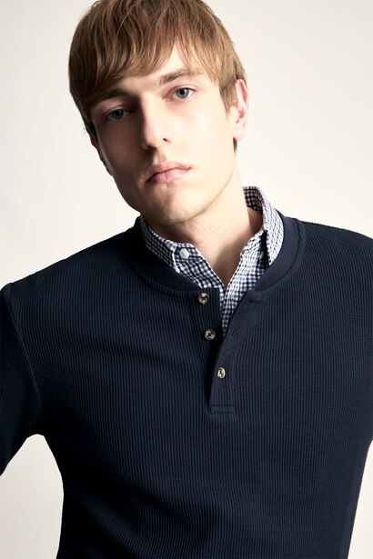 Cotton Slim Fit Waffle Knit T-Shirt