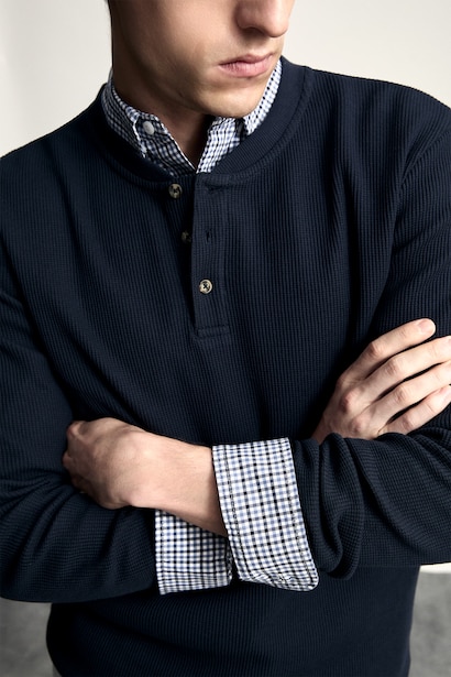 Cotton Slim Fit Waffle Knit T-Shirt