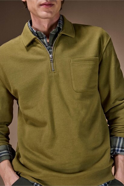 Pamuklu REGULAR FIT Yarım Fermuarlı Sweatshirt
