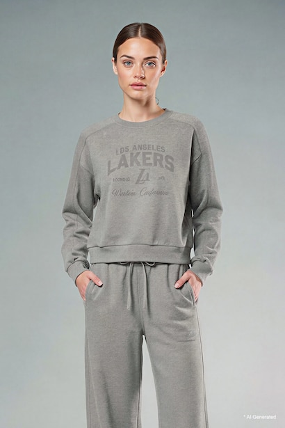 Pamuklu NBA Los Angeles Lakers Bisiklet Yaka Sweatshirt