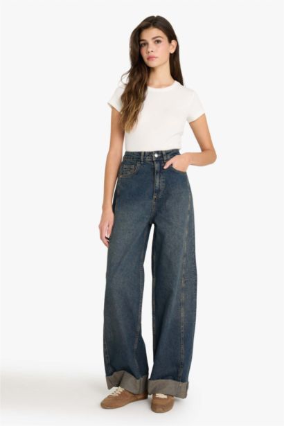 Barrel Fit High Waist Long Jeans