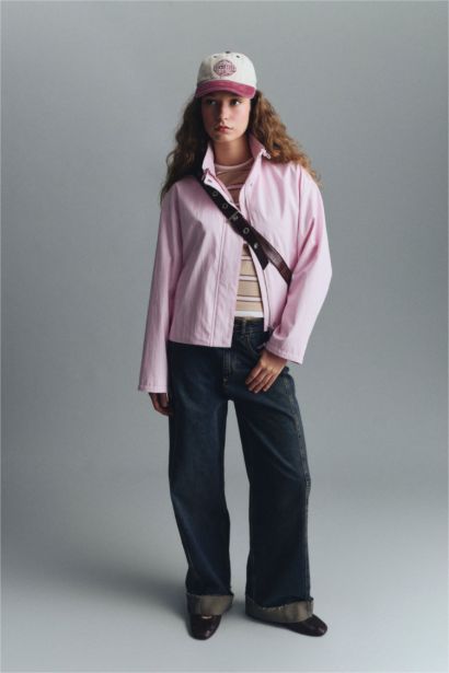 بنطرون جينز باريل فيت بخصر عالي