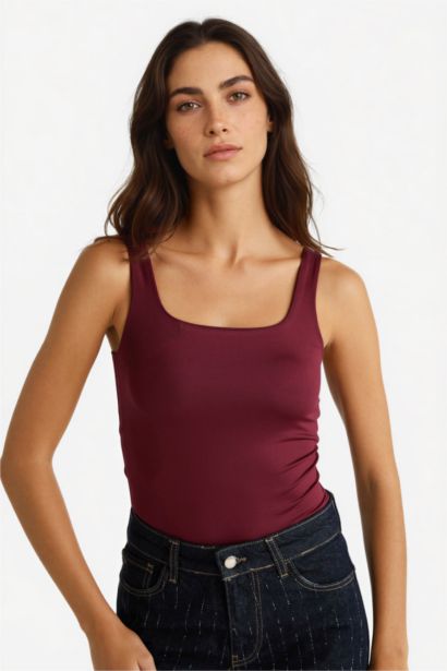 Leopard Square Collar Tank Top