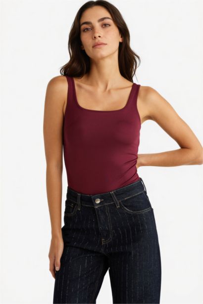 Leopard Square Collar Tank Top