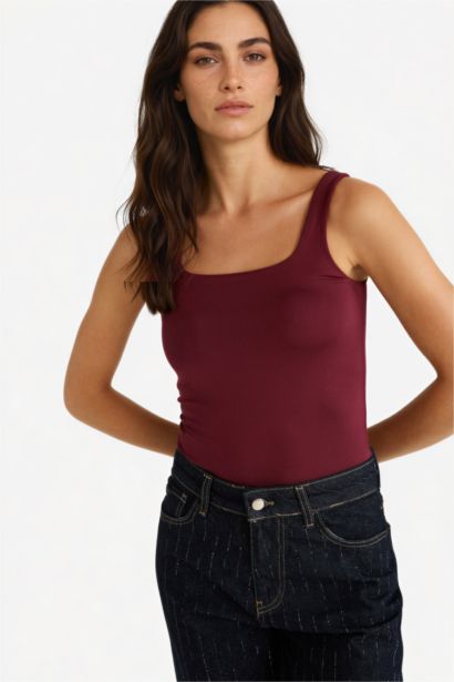 Leopard Square Collar Tank Top