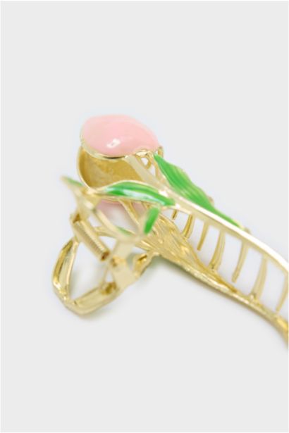 Woman Pink Tulip Hair Clip
