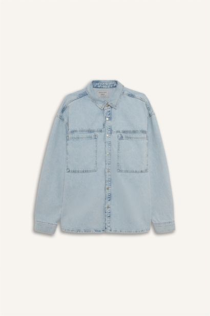 Oversize Long Sleeve Denim Shirt