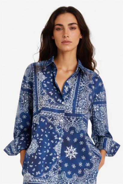 Fall in Love Regular Fit Paisley Patterned Beach Shirt