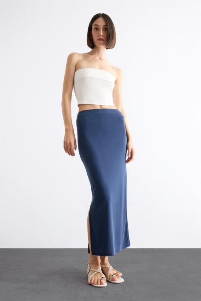 Slim Fit Slit Midi Skirt