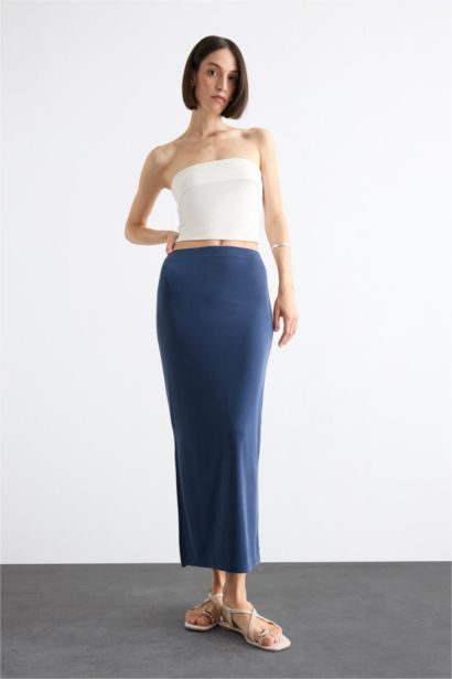 Slim Fit Slit Midi Skirt