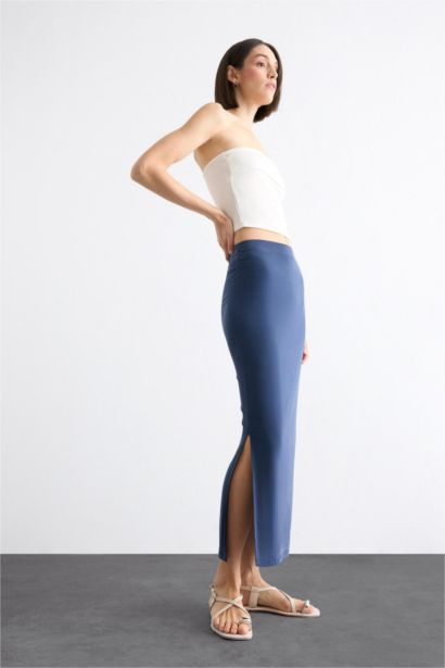 Slim Fit Slit Midi Skirt