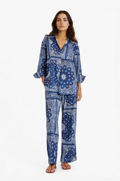 Regular Fit Şal Desenli Plaj Pantolonu