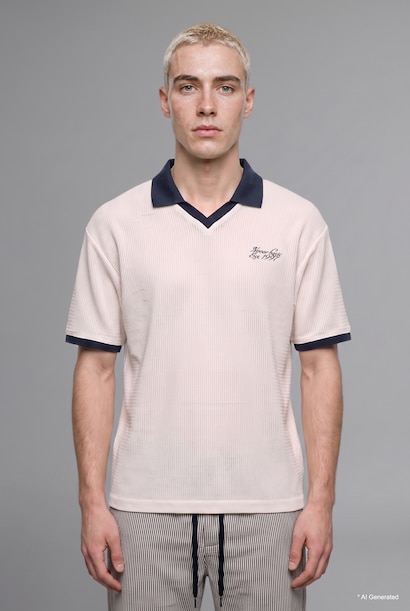 Boxy Fit Baskılı Polo Tişört