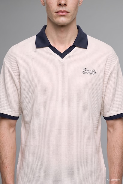 Boxy Fit Baskılı Polo Tişört