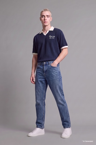Boxy Fit Baskılı Polo Tişört