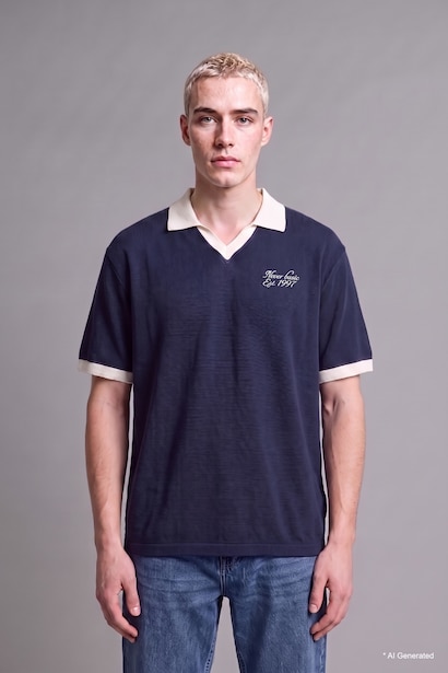 Boxy Fit Baskılı Polo Tişört