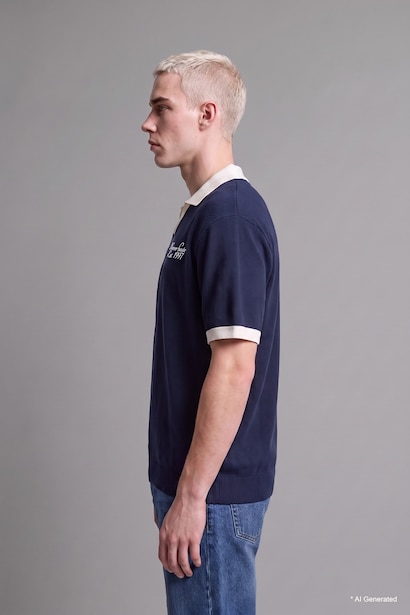Boxy Fit Baskılı Polo Tişört
