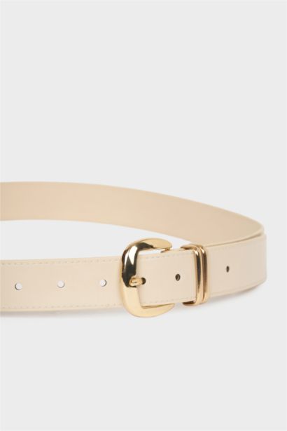 Kadın Dikdörtgen Toka Suni Deri Jean Kemeri