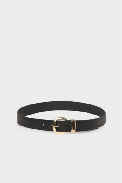 Kadın Dikdörtgen Toka Suni Deri Jean Kemeri