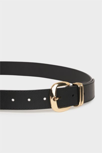 Kadın Dikdörtgen Toka Suni Deri Jean Kemeri