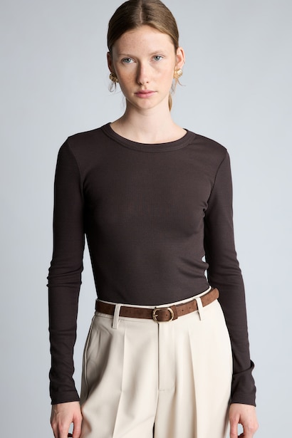 Slim Fit Crew Neck Camisole Long Sleeve T-Shirt