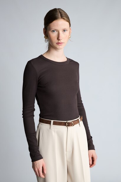 Slim Fit Crew Neck Camisole Long Sleeve T-Shirt