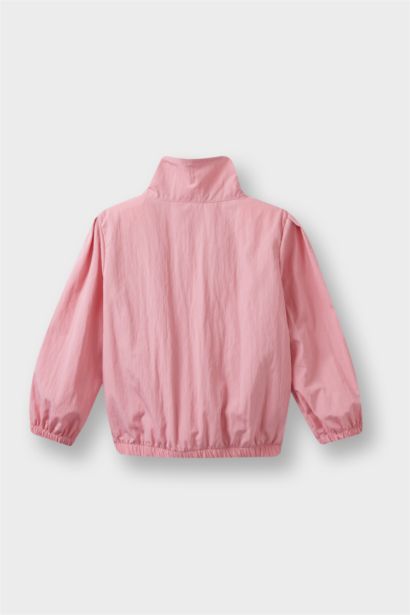 Girl Shirt Collar Zippered Parachute Rain Jacket