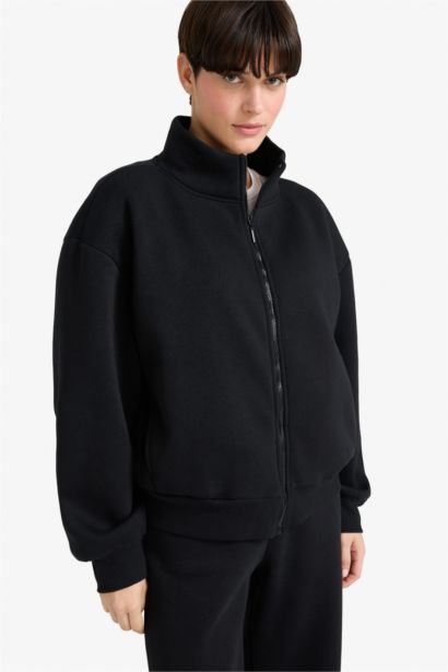 Relax Fit Thick Sweatshirt Fabric Cardigan
