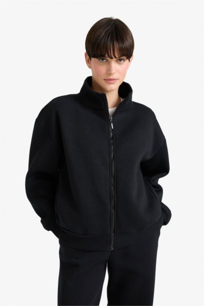 Relax Fit Thick Sweatshirt Fabric Cardigan