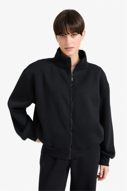 Relax Fit Thick Sweatshirt Fabric Cardigan