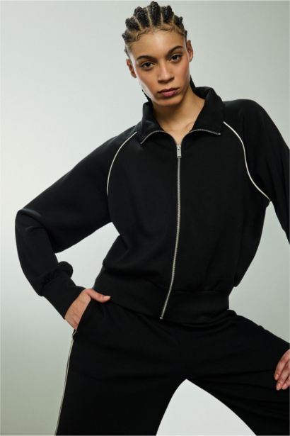 Sweat en modal zippé à col montant Coupe standard