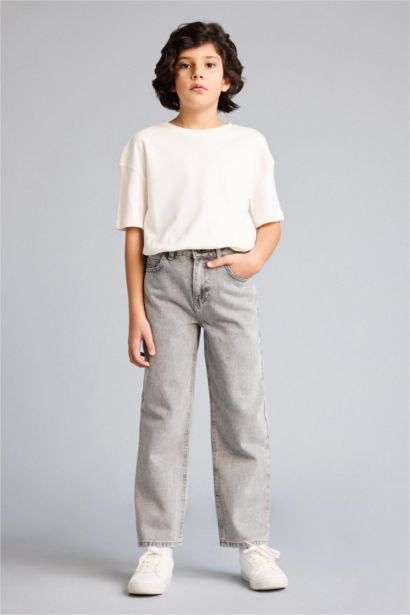 Wıde Leg Düz Paça Jean Pantolon Erkek Çocuk