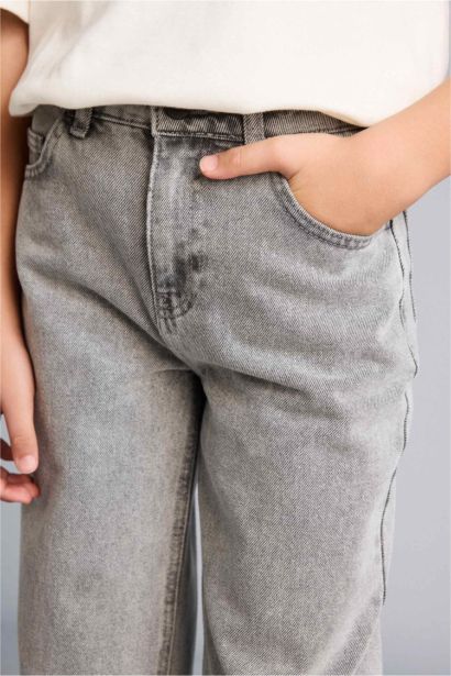 Wıde Leg Düz Paça Jean Pantolon Erkek Çocuk