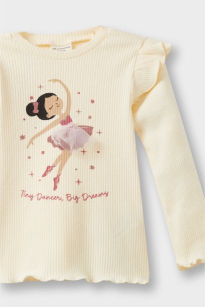Baby Girl Crew Neck Ballerina Printed T-Shirt