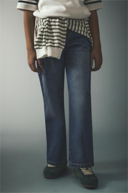 بنطرون جينز ولادي وايد ليج برجل عادي