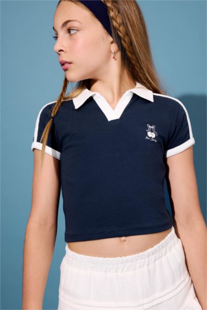 Girl Slim Fit Fruit Printed Polo Shirt