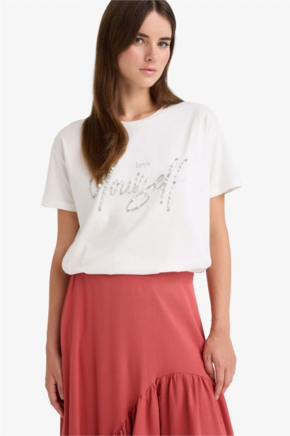 Relax Fit Crew Neck Printed Cotton T-Shirt