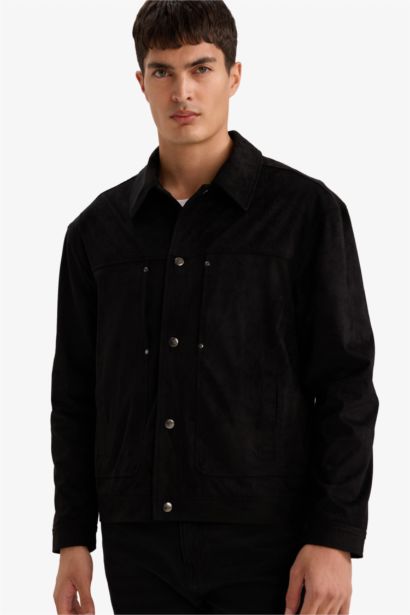 Slim Fit Polo Neck Zippered Jacket