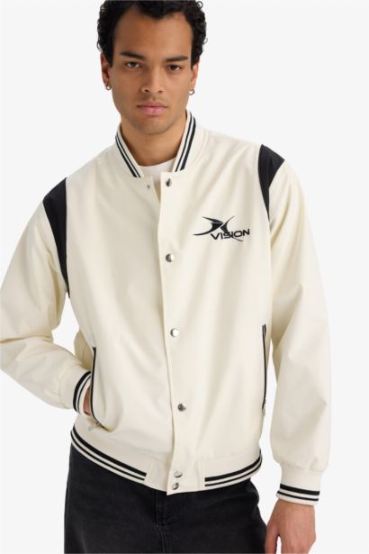 جاكيت بومبر وتر بروف اوفر سايز بياقة كوليج