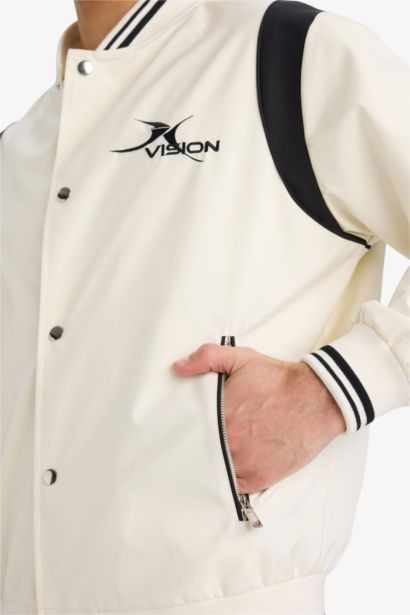 جاكيت بومبر وتر بروف اوفر سايز بياقة كوليج