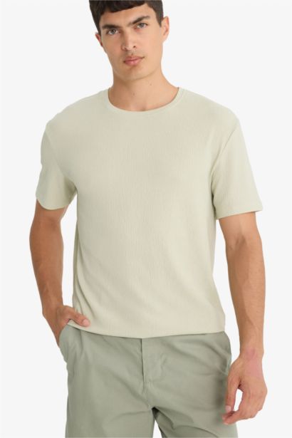 Regular Fit Textured Collar Short Sleeve T-Shirt