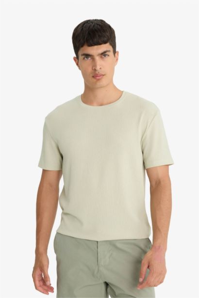 Regular Fit Textured Collar Short Sleeve T-Shirt