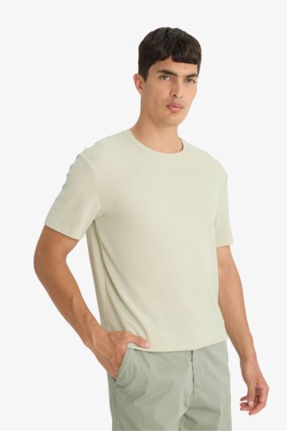 Regular Fit Textured Collar Short Sleeve T-Shirt