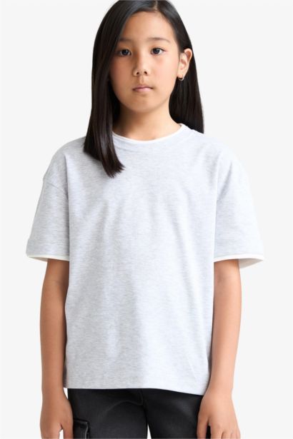 Girl Relax Fit Ribbed Short Sleeve T-Shirt