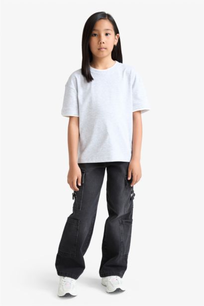 Girl Relax Fit Ribbed Short Sleeve T-Shirt